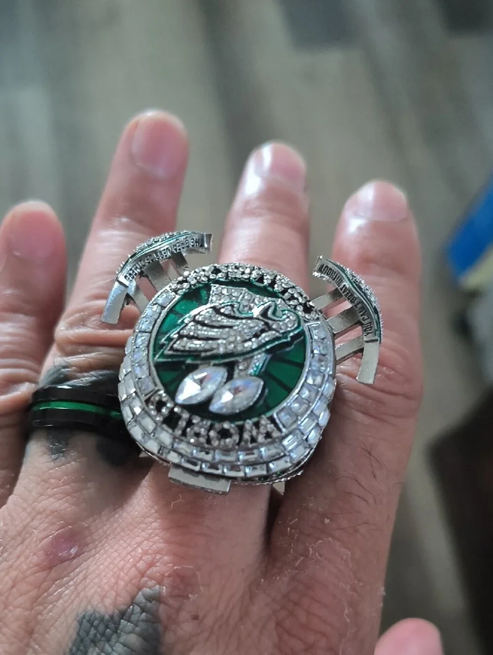 Philadelphia Eagles Green Championship Ring - Men's Accessory Size 9